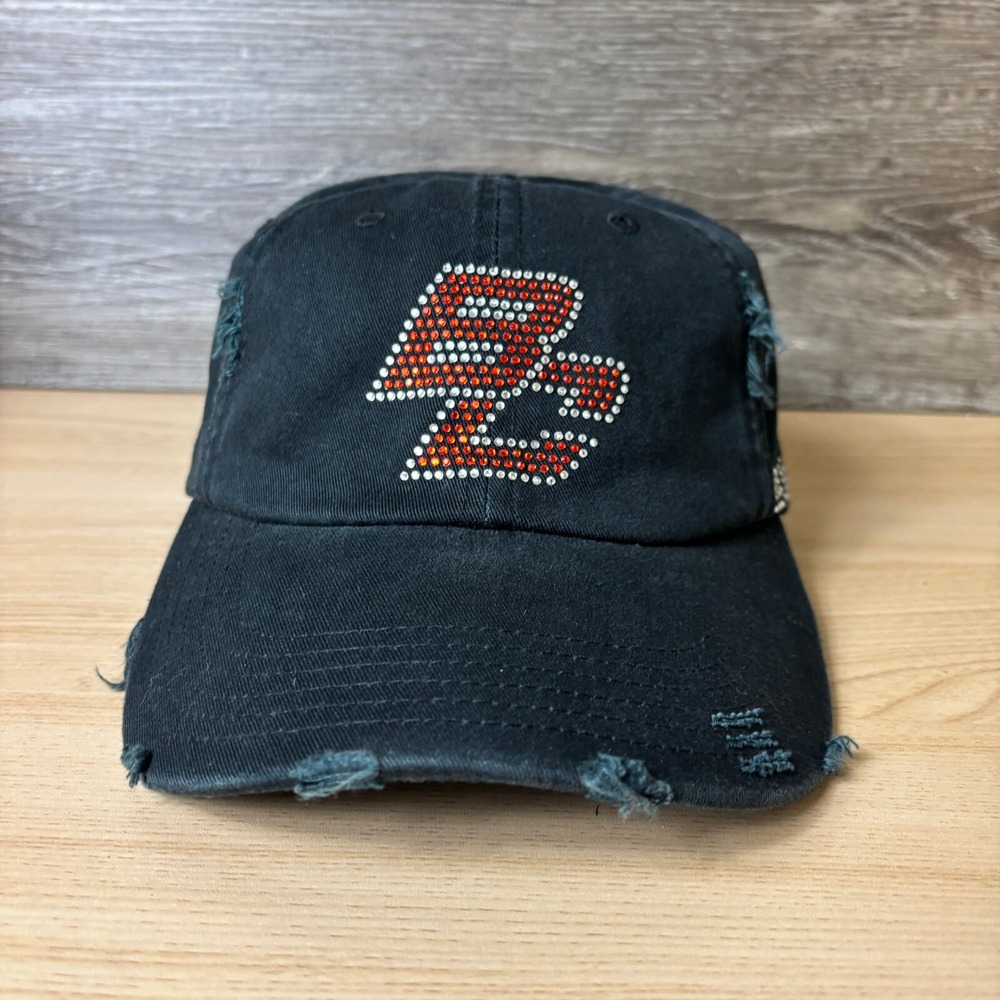 Bloom‎ Carroll Bulldogs Hat Cap Strap Back Womens Black Distressed Adjustable